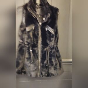 White House Black Market Faux Fur Black Vest